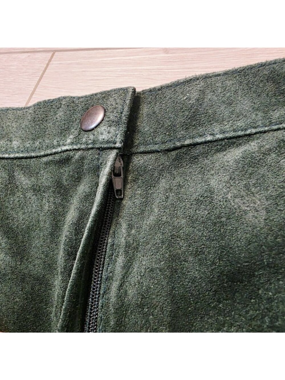 Womens Vtg 90s Suede Leather Pencil Skirt Sz 10 Dark Green Western High Waist - Picture 7 of 12